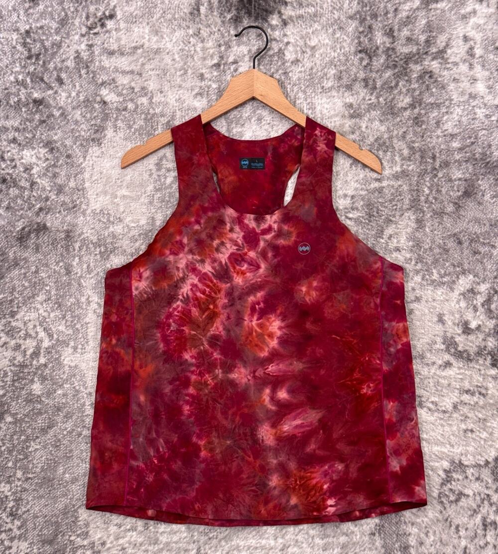 Janji AFO Singlet Running Tank Top Large Womens Red Tie Dye